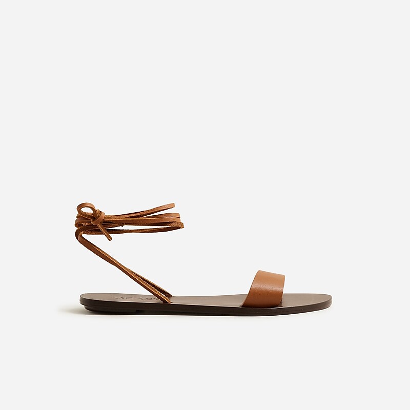 Pecan Vachetta Brown J.Crew Carsen made-in-Italy lace-up sandals in metallic leather | J.Crew Factory | YXRKO1740