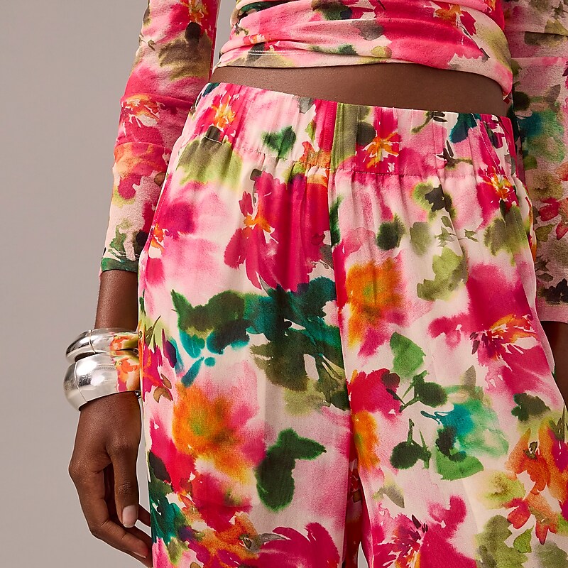 Pink Multi Floral J.Crew Full-length Astrid pant in floral chiffon | J.Crew Factory | LFJEM0876