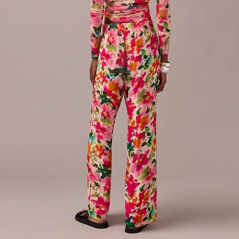 Pink Multi Floral J.Crew Full-length Astrid pant in floral chiffon | J.Crew Factory | LFJEM0876