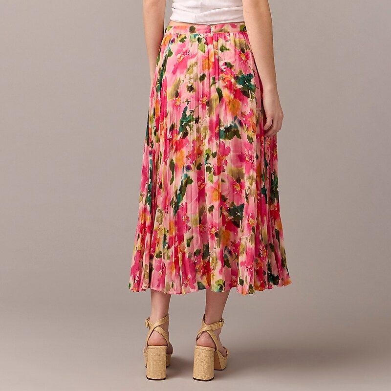 Pink Multi Floral J.Crew Gwyneth pleated skirt in floral chiffon | J.Crew Factory | DRQHW5624