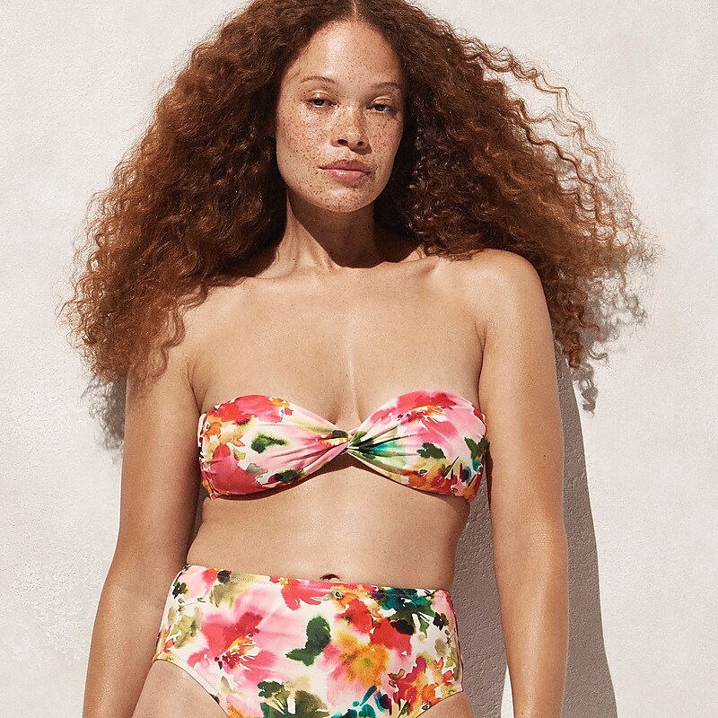 Pink Multi Floral J.Crew Twist-front bikini top in floral | J.Crew Factory | GNPCA6451