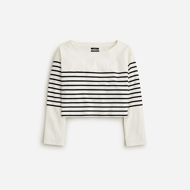 Placed Crew Stripe Ivor J.Crew Cropped boatneck T-shirt in mariner cotton | J.Crew Factory | FKEYX2057