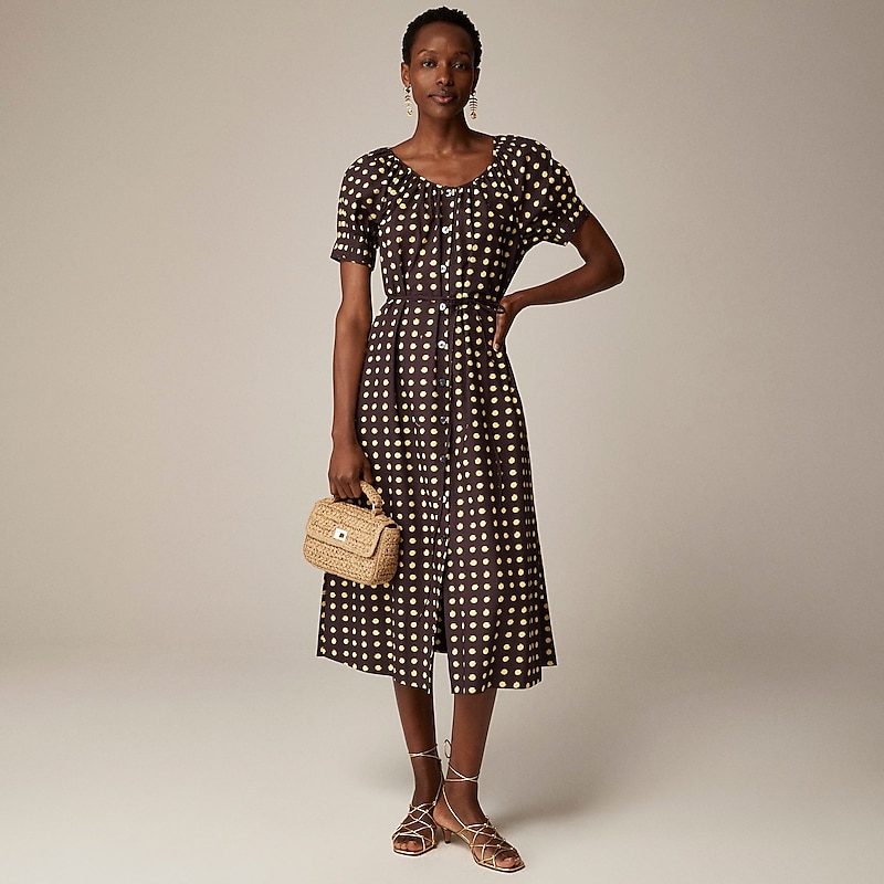 Plum Brown J.Crew Button-up midi dress cotton poplin | J.Crew Factory | ECHZS5032