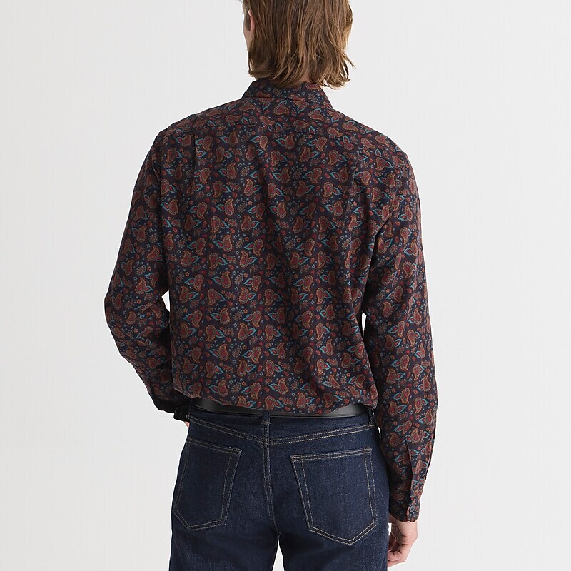 Portofino Paisley Navy J.Crew Midweight flannel workshirt in regenerative cotton | J.Crew Factory | ZCVLI7183