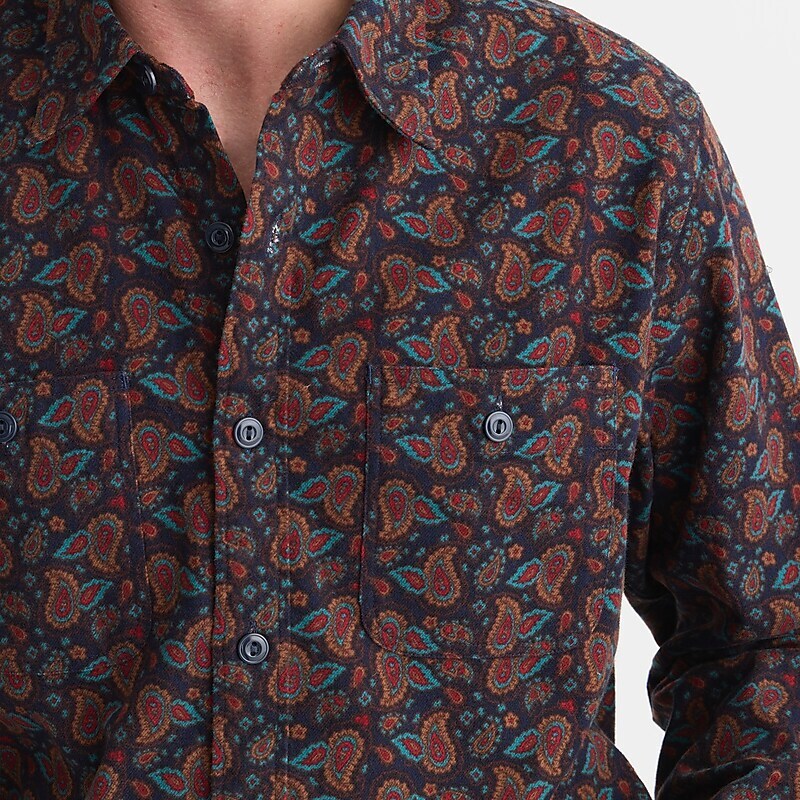 Portofino Paisley Navy J.Crew Midweight flannel workshirt in regenerative cotton | J.Crew Factory | ZCVLI7183