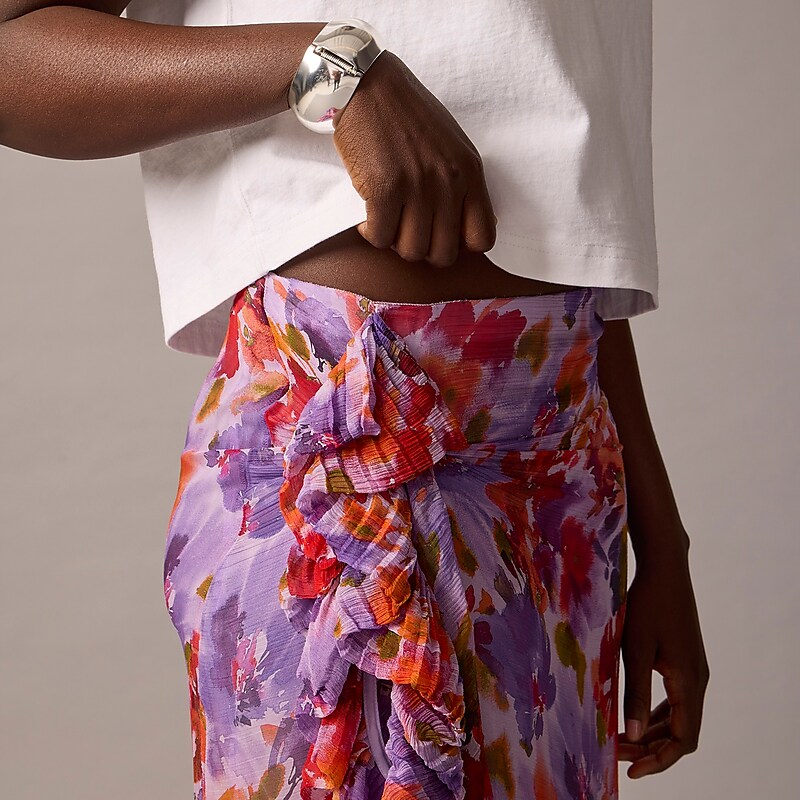 Purple Floral J.Crew Collection chiffon ruffle skirt | J.Crew Factory | JFZHP4850