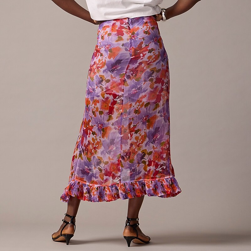 Purple Floral J.Crew Collection chiffon ruffle skirt | J.Crew Factory | JFZHP4850