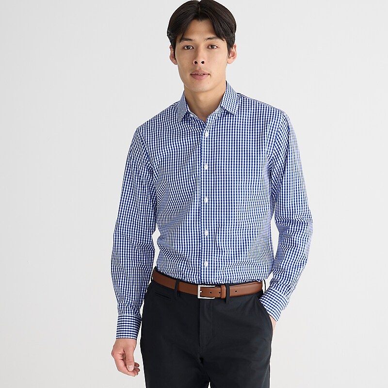 Quincy Gingham Blue Whi J.Crew Ludlow Premium fine cotton dress shirt | J.Crew Factory | UHNCP3047