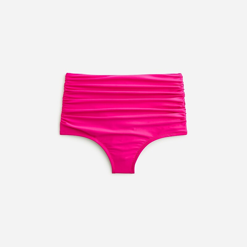 Radiant Fuchsia J.Crew Ruched high-rise full-coverage bikini bottom | J.Crew Factory | QKVWM4530