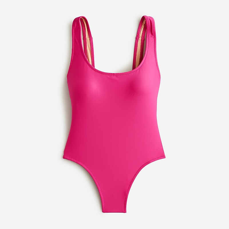 Radiant Fuchsia J.Crew Scoopneck one-piece swimsuit in stripe | J.Crew Factory | SOWVU6859