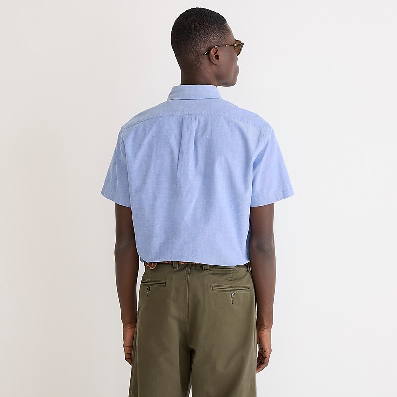 Raincoat Blue J.Crew Short-sleeve Broken-in organic cotton oxford shirt | J.Crew Factory | PNAYF7213