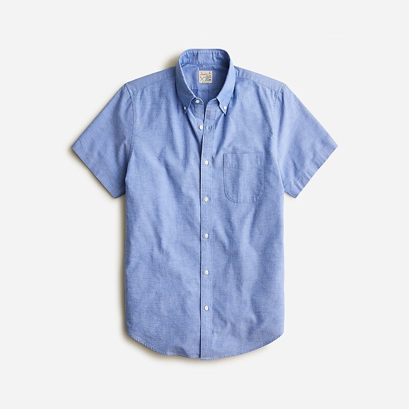 Raincoat Blue J.Crew Short-sleeve Broken-in organic cotton oxford shirt | J.Crew Factory | PNAYF7213