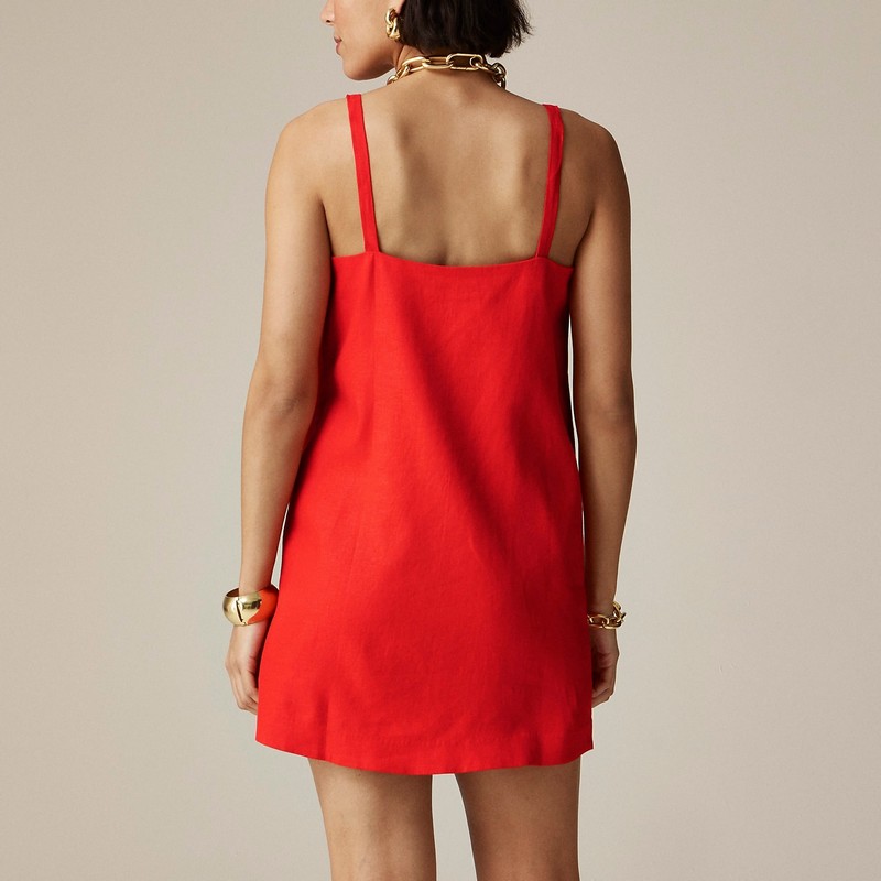 Red J.Crew Claudia dress in linen | J.Crew Factory | PASDG3240