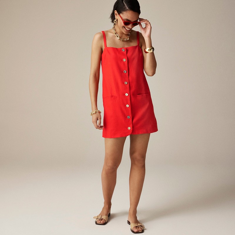 Red J.Crew Claudia dress in linen | J.Crew Factory | PASDG3240