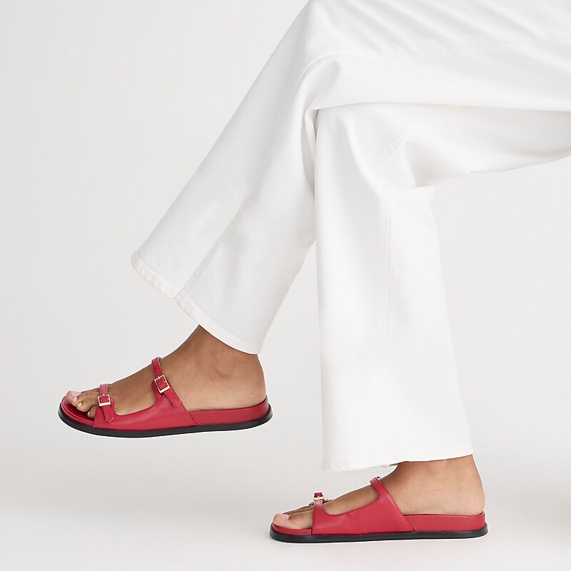 Red J.Crew Colbie buckle sandals in leather | J.Crew Factory | QRMCH5712