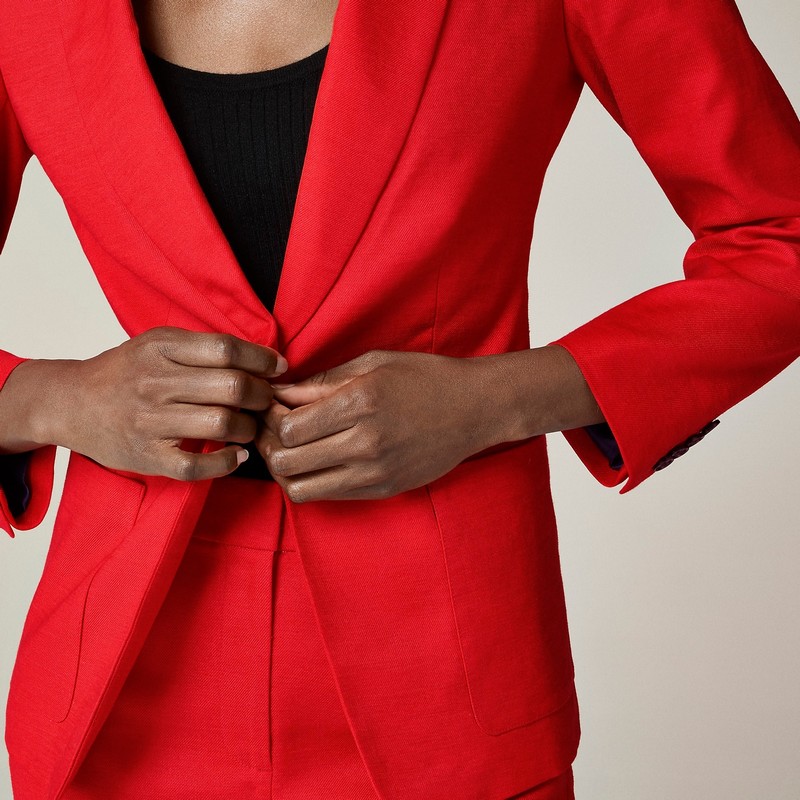 Red J.Crew Helena blazer in stretch linen blend | J.Crew Factory | YIZJS1597