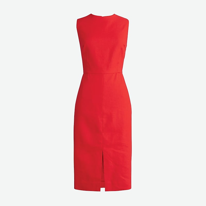 Red J.Crew High-neck sheath dress in stretch linen blend | J.Crew Factory | HZJGD3825