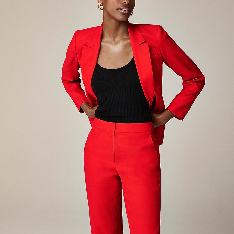 Red J.Crew Kate straight-leg pant in stretch linen blend | J.Crew Factory | TUSPC1249