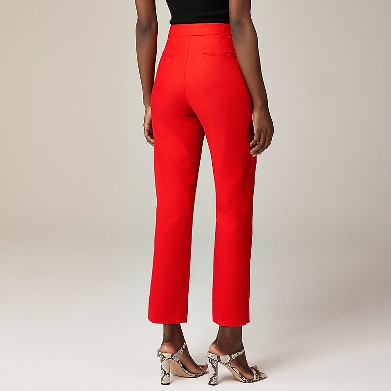 Red J.Crew Kate straight-leg pant in stretch linen blend | J.Crew Factory | TUSPC1249