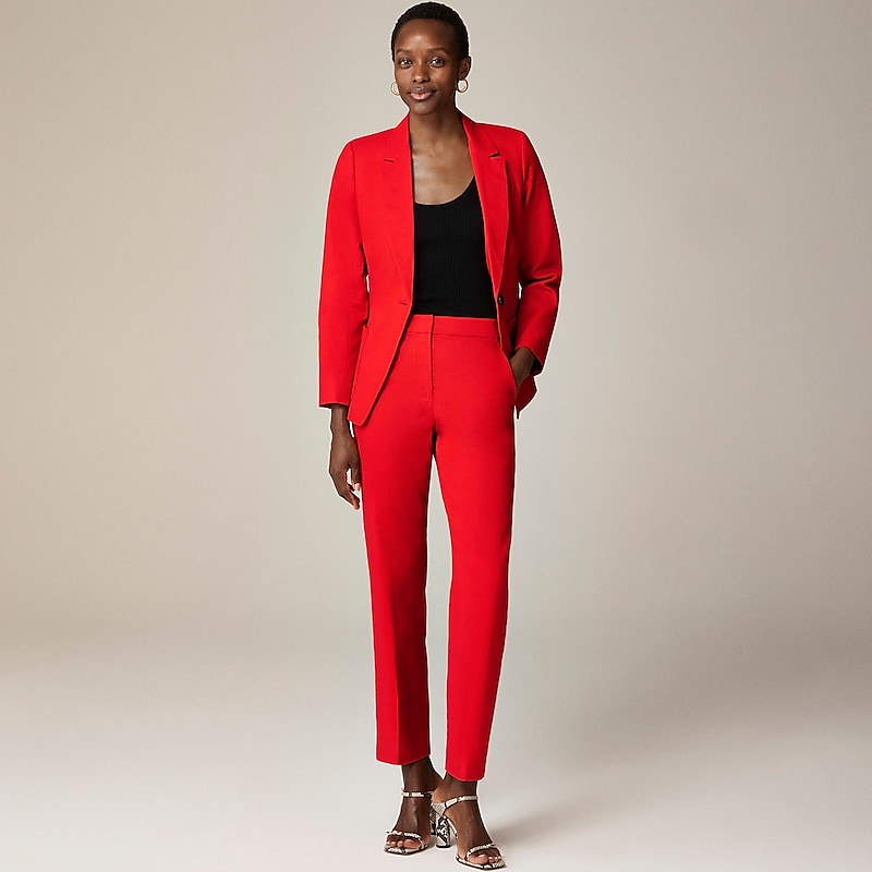 Red J.Crew Kate straight-leg pant in stretch linen blend | J.Crew Factory | TUSPC1249