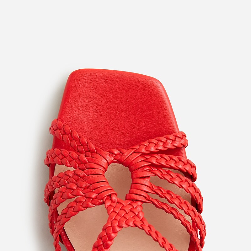 Red J.Crew Layne braided sandal heels in leather | J.Crew Factory | QCWLR6517