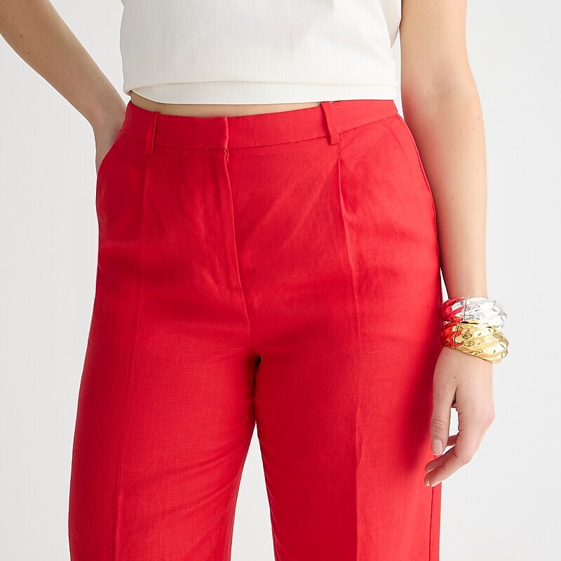 Red J.Crew Wide-leg essential pant in linen | J.Crew Factory | BFXYW2341