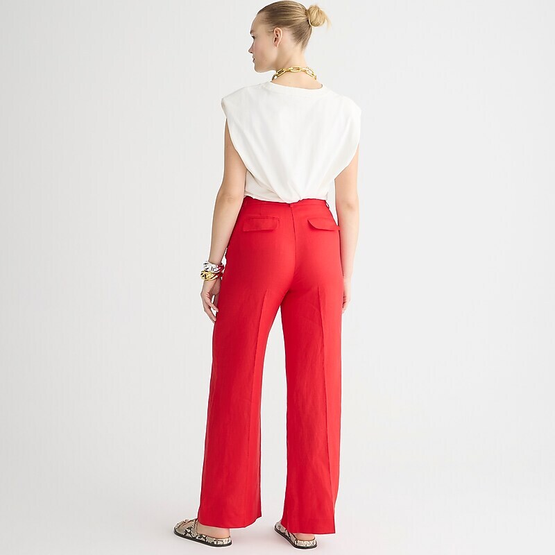 Red J.Crew Wide-leg essential pant in linen | J.Crew Factory | BFXYW2341