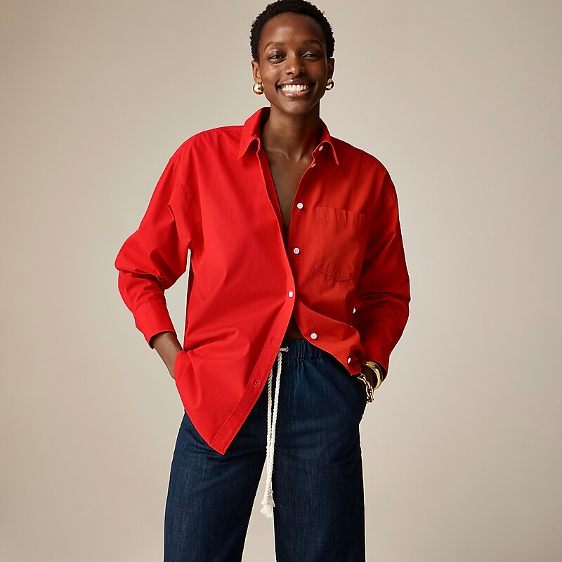 Red J.Crew Étienne oversized shirt | J.Crew Factory | HNRAZ0321