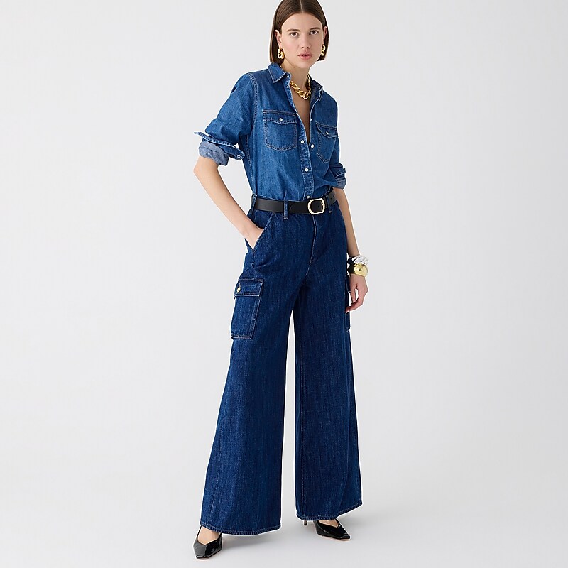 Resin Rinse J.Crew High-rise superwide-leg cargo jean | J.Crew Factory | AEILR6540