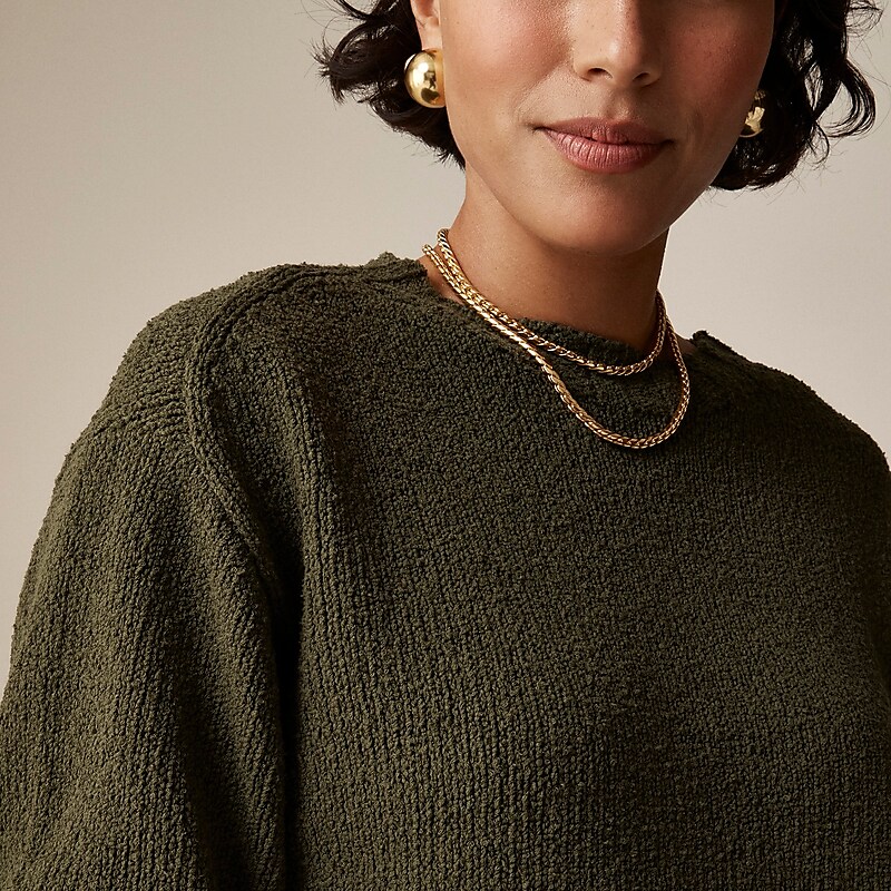 Rich Olive J.Crew Relaxed crewneck beach sweater | J.Crew Factory | DGAPL4015