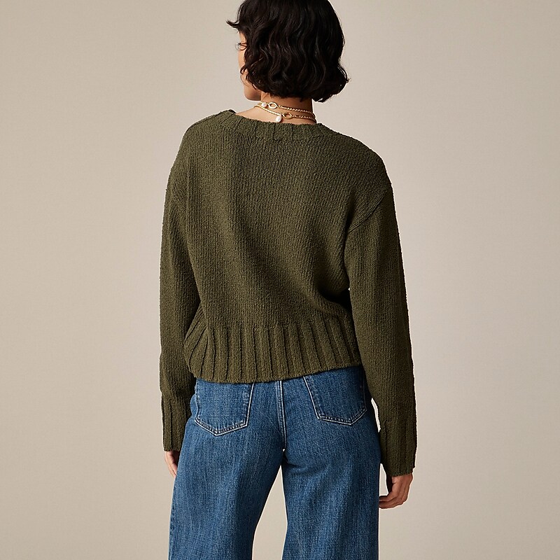 Rich Olive J.Crew Relaxed crewneck beach sweater | J.Crew Factory | DGAPL4015