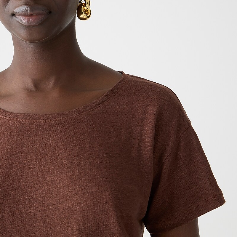 Roasted Cocoa J.Crew Relaxed linen T-shirt | J.Crew Factory | PRQVZ1340