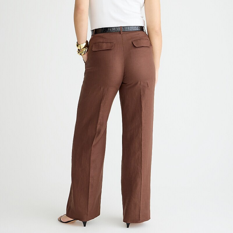 Roasted Cocoa J.Crew Wide-leg essential pant in linen | J.Crew Factory | KUBEV7825