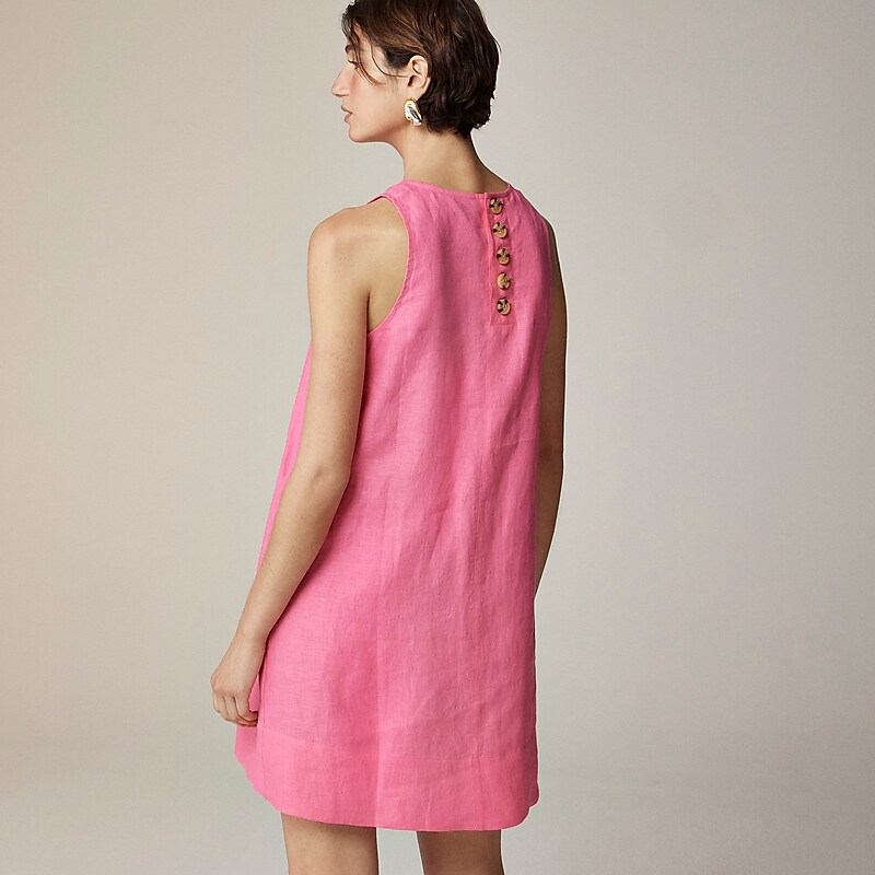 Rose J.Crew Maxine button-back dress in linen | J.Crew Factory | FDNHW4213