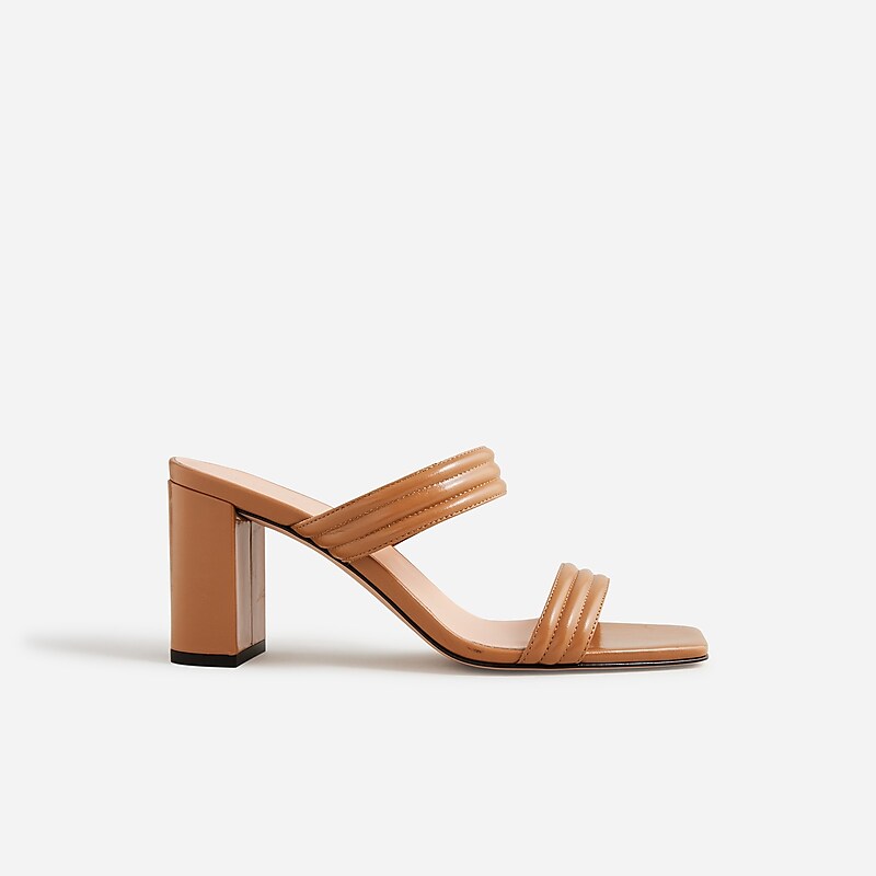 Sand Castle J.Crew Evelyn double-strap heels in leather | J.Crew Factory | PABEK5890