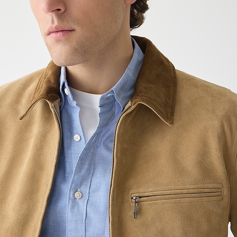 Sand J.Crew Limited-edition Wallace & Barnes work jacket in Italian suede | J.Crew Factory | BYEIO5324