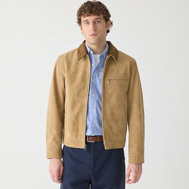 Sand J.Crew Limited-edition Wallace & Barnes work jacket in Italian suede | J.Crew Factory | BYEIO5324