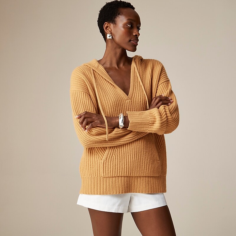 Sandy Shore J.Crew Cashmere thick-knit hoodie | J.Crew Factory | YFTOU2436