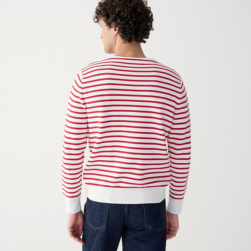 Sea Salt Beacon Red Str J.Crew Cotton boatneck sweater in stripe | J.Crew Factory | AXEYU8054