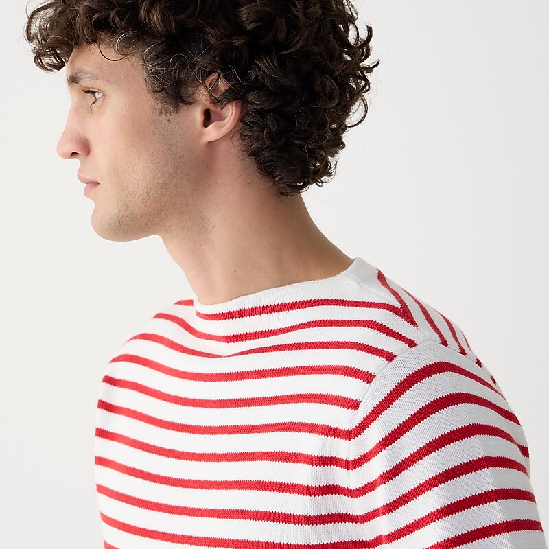 Sea Salt Beacon Red Str J.Crew Cotton boatneck sweater in stripe | J.Crew Factory | AXEYU8054