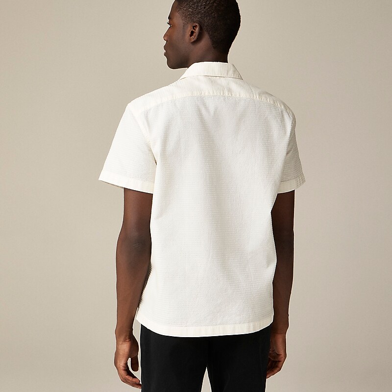 Sea Salt J.Crew Relaxed short-sleeve textured cotton camp-collar shirt | J.Crew Factory | UKQPM8197