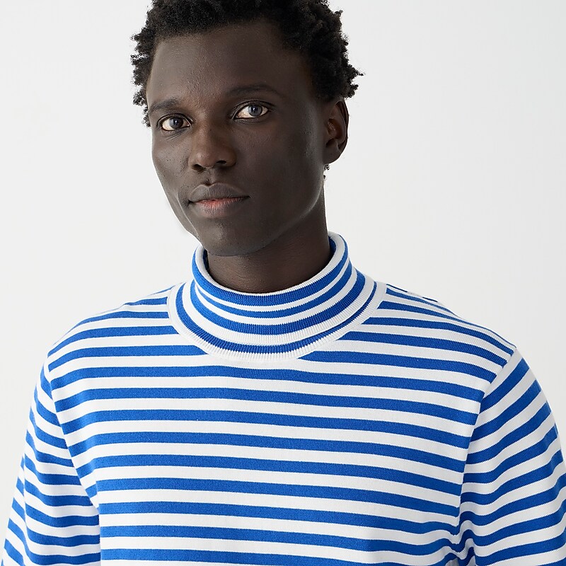 Sea Salt Reef Blue Stri J.Crew Cotton turtleneck sweater in stripe | J.Crew Factory | ZQVOR7903