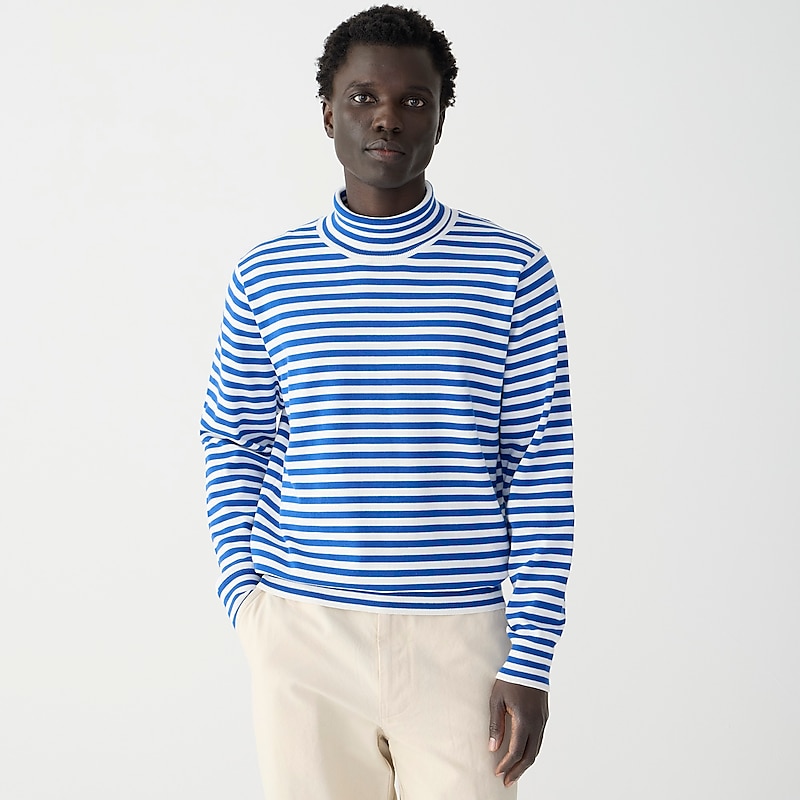 Sea Salt Reef Blue Stri J.Crew Cotton turtleneck sweater in stripe | J.Crew Factory | ZQVOR7903