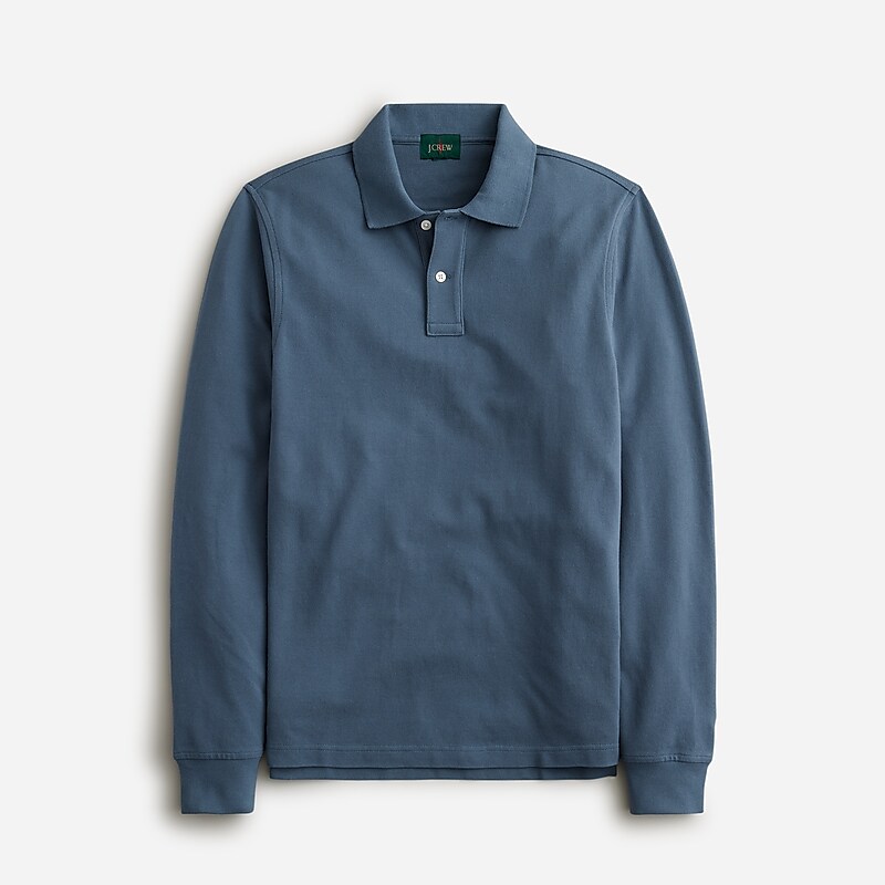 Shadow Blue J.Crew Long-sleeve classic piqué polo shirt | J.Crew Factory | JOZKS1860