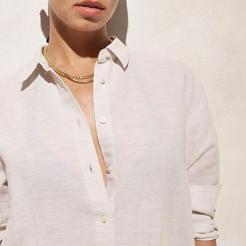 Sheer Flax J.Crew Relaxed-fit beach shirt linen-cotton blend | J.Crew Factory | JNSXR8675