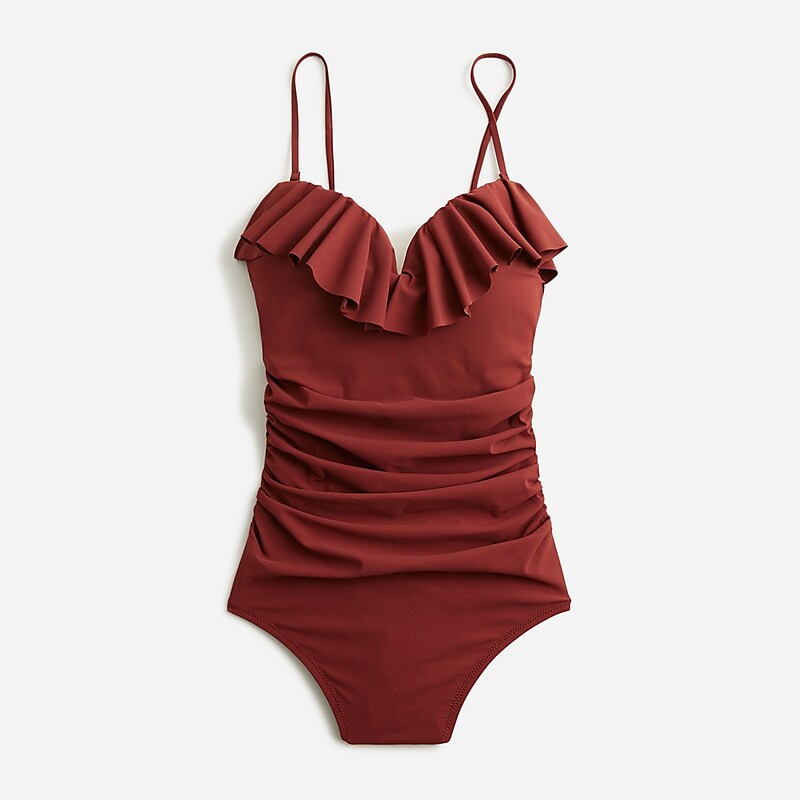 Sienna J.Crew Matte ruched one-piece swimsuit with ruffles | J.Crew Factory | ZHLUN8463