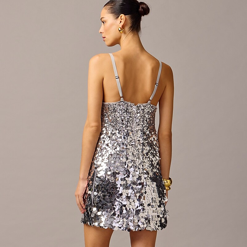 Silver J.Crew Collection mixed-sequin mini dress | J.Crew Factory | WPFJO0427