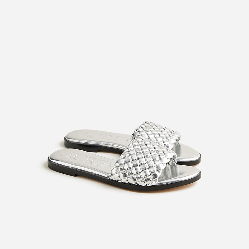 Silver Mirror J.Crew Georgina woven sandals in metallic leather | J.Crew Factory | CMOLG6547