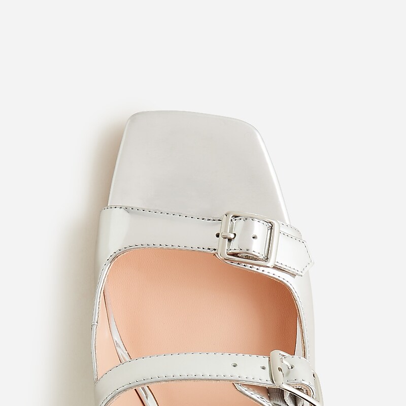 Silver Mirror J.Crew Layne buckle sandals in metallic specchio leather | J.Crew Factory | ABNOR8623