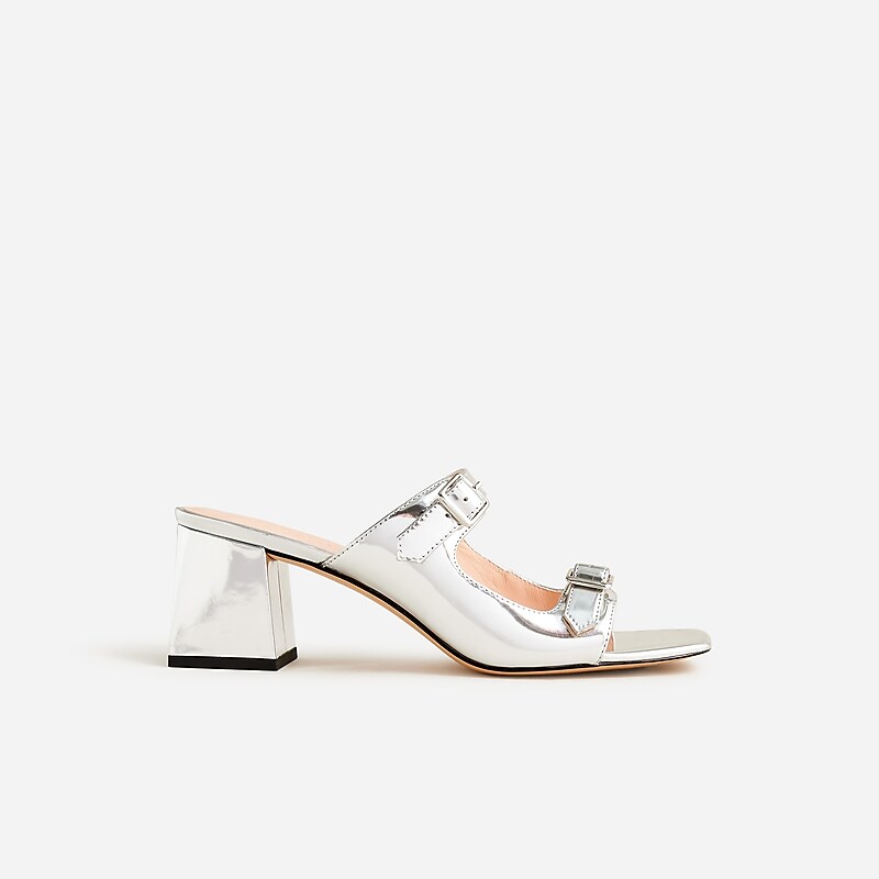 Silver Mirror J.Crew Layne buckle sandals in metallic specchio leather | J.Crew Factory | ABNOR8623